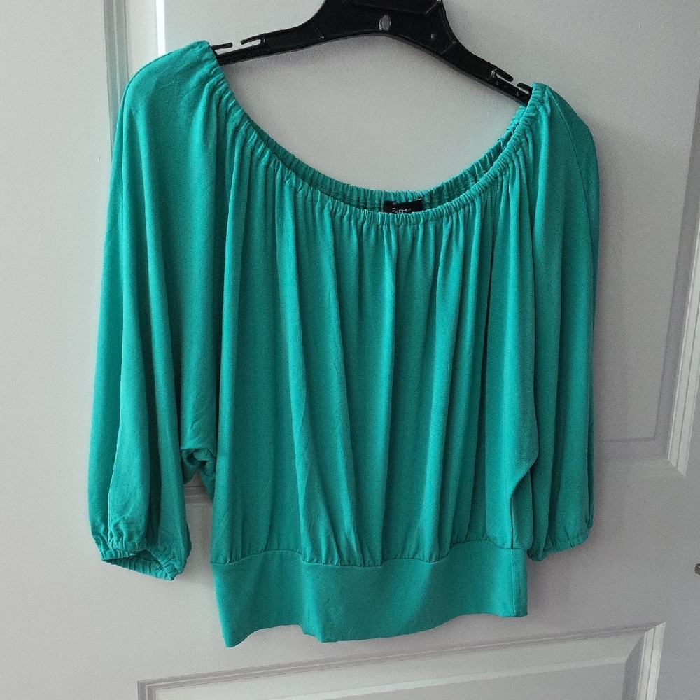 Express Teal Off-Shoulder Blouse